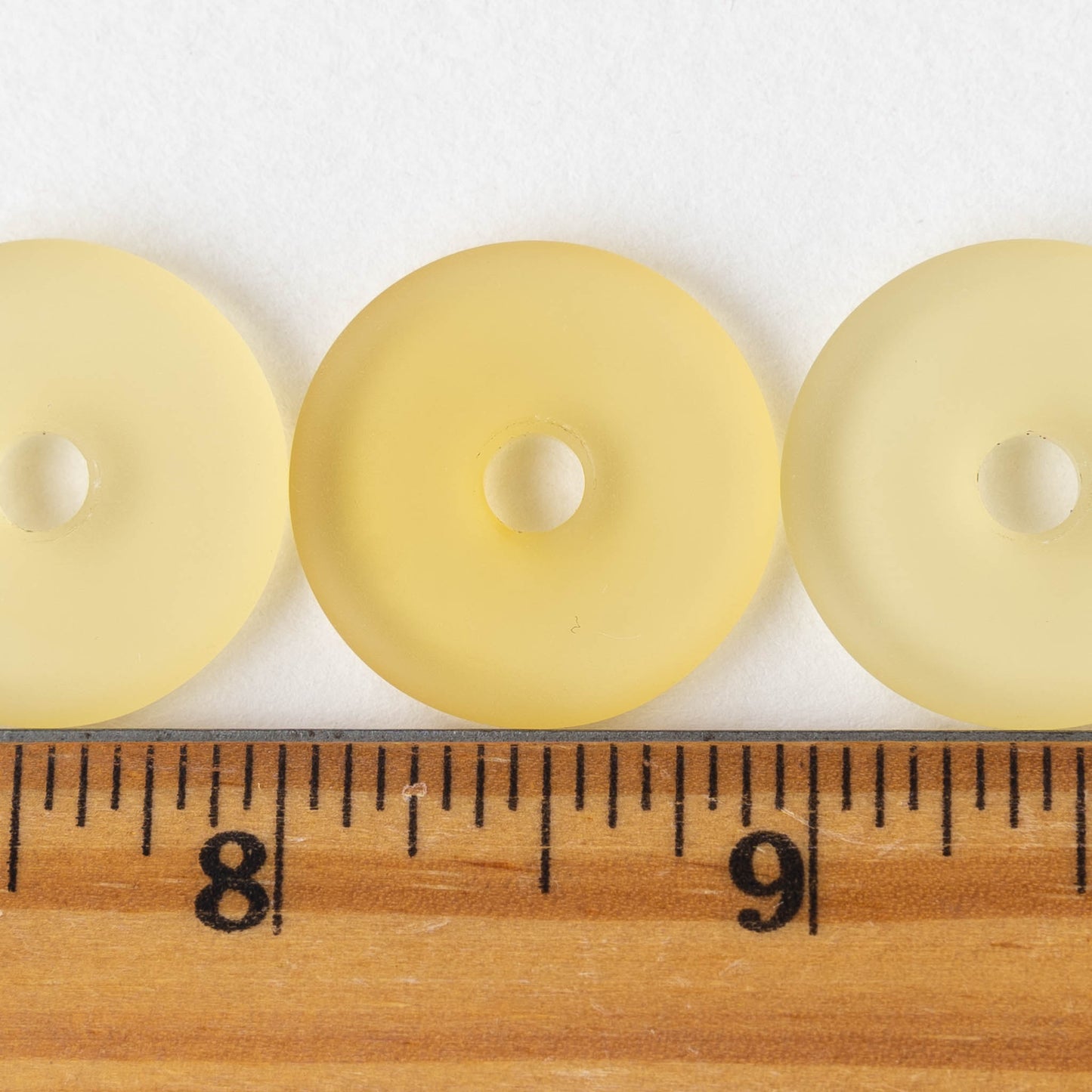 25mm Frosted Glass Donut - Mellow Yellow - 4 Beads