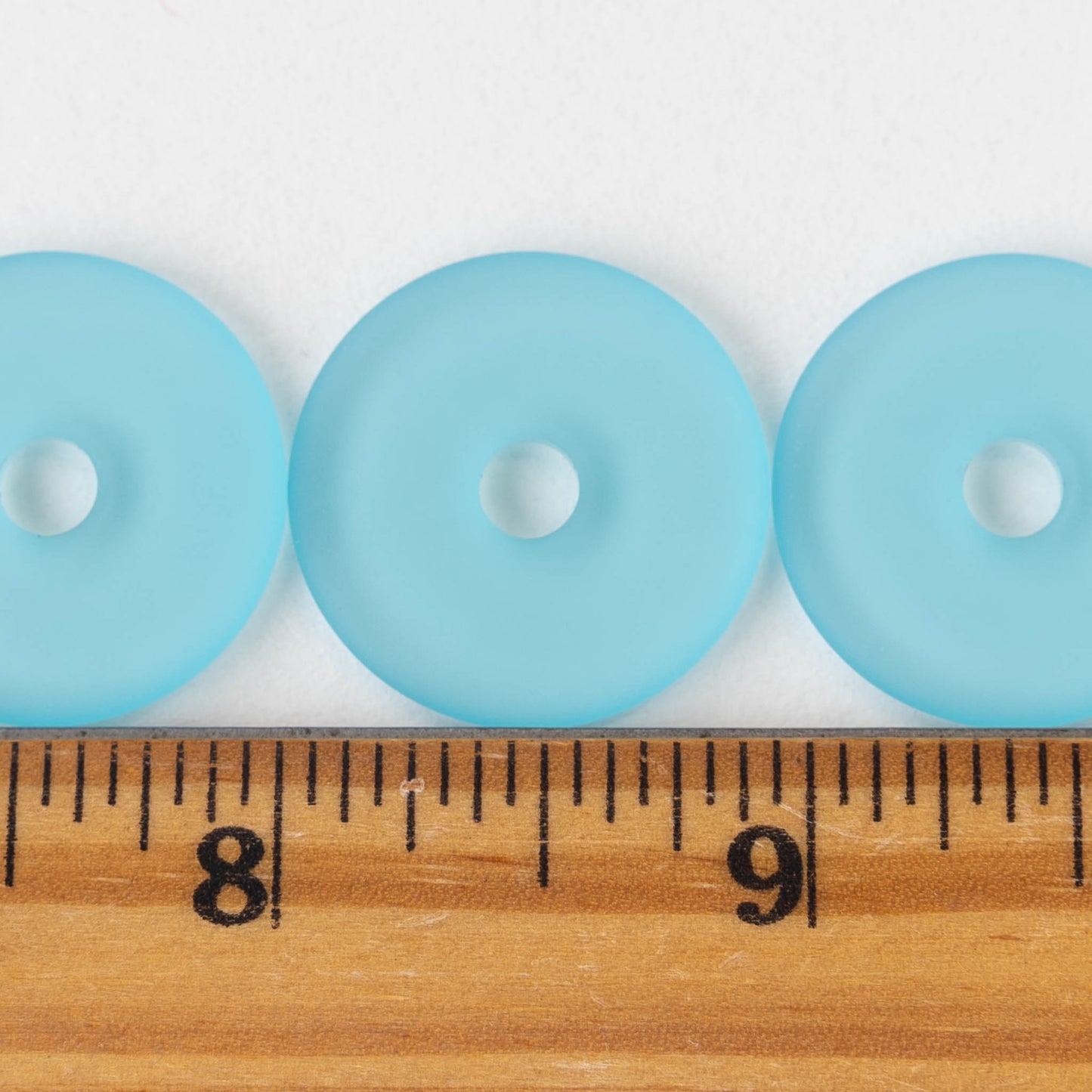 Load image into Gallery viewer, 25mm Frosted Glass Donut - Light Aqua Blue - 4 Beads
