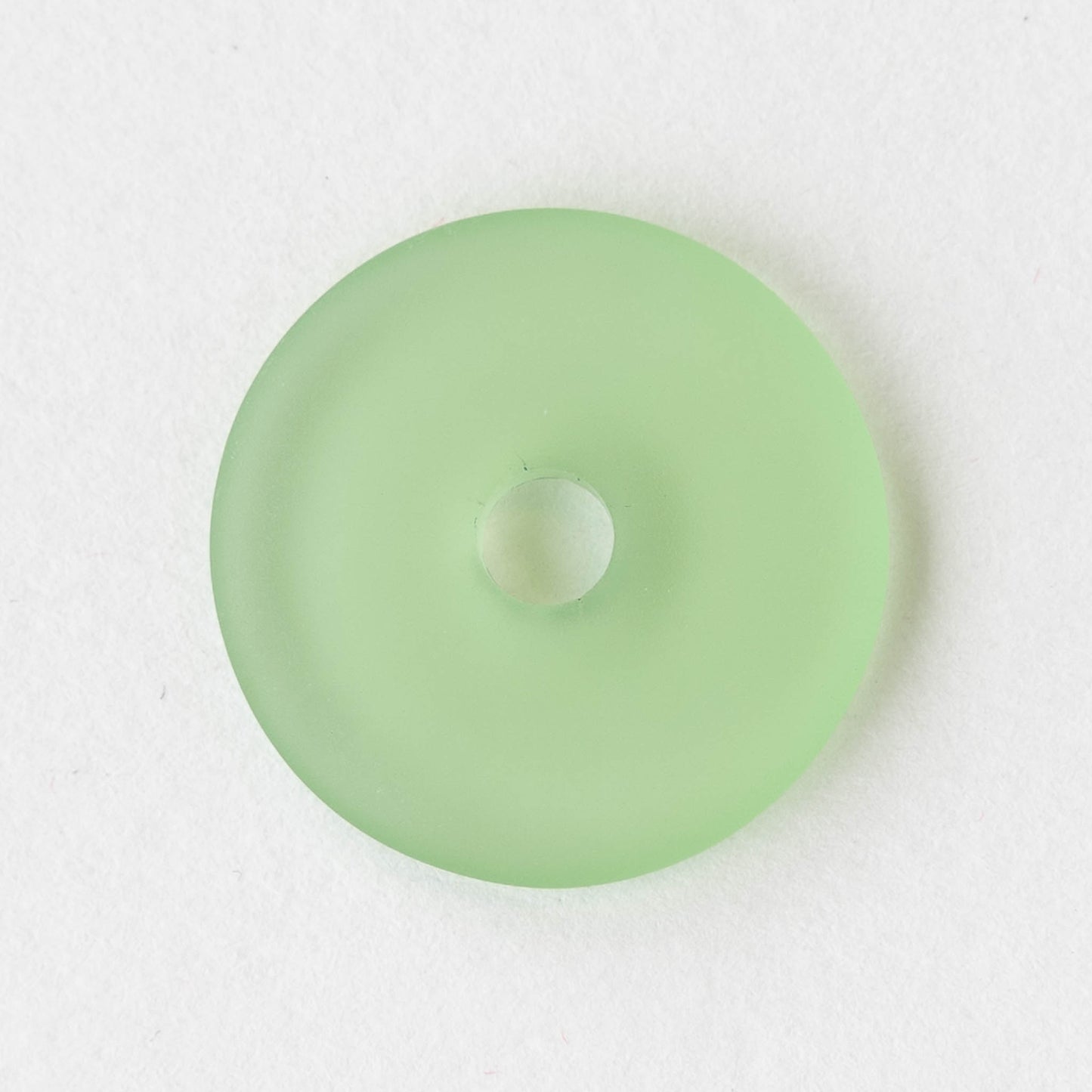 25mm Frosted Glass Donut - Peridot Green - 4 Beads