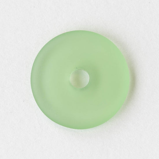 25mm Frosted Glass Donut - Peridot Green - 4 Beads