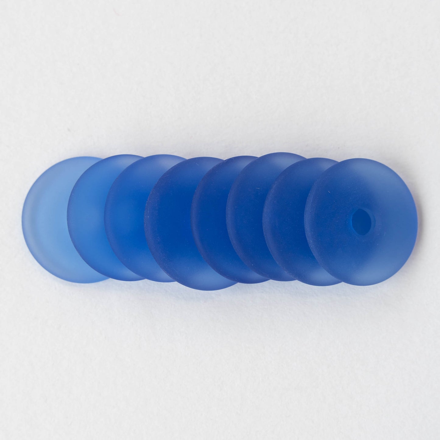 25mm Frosted Glass Donut - Sapphire Blue- 4 Beads