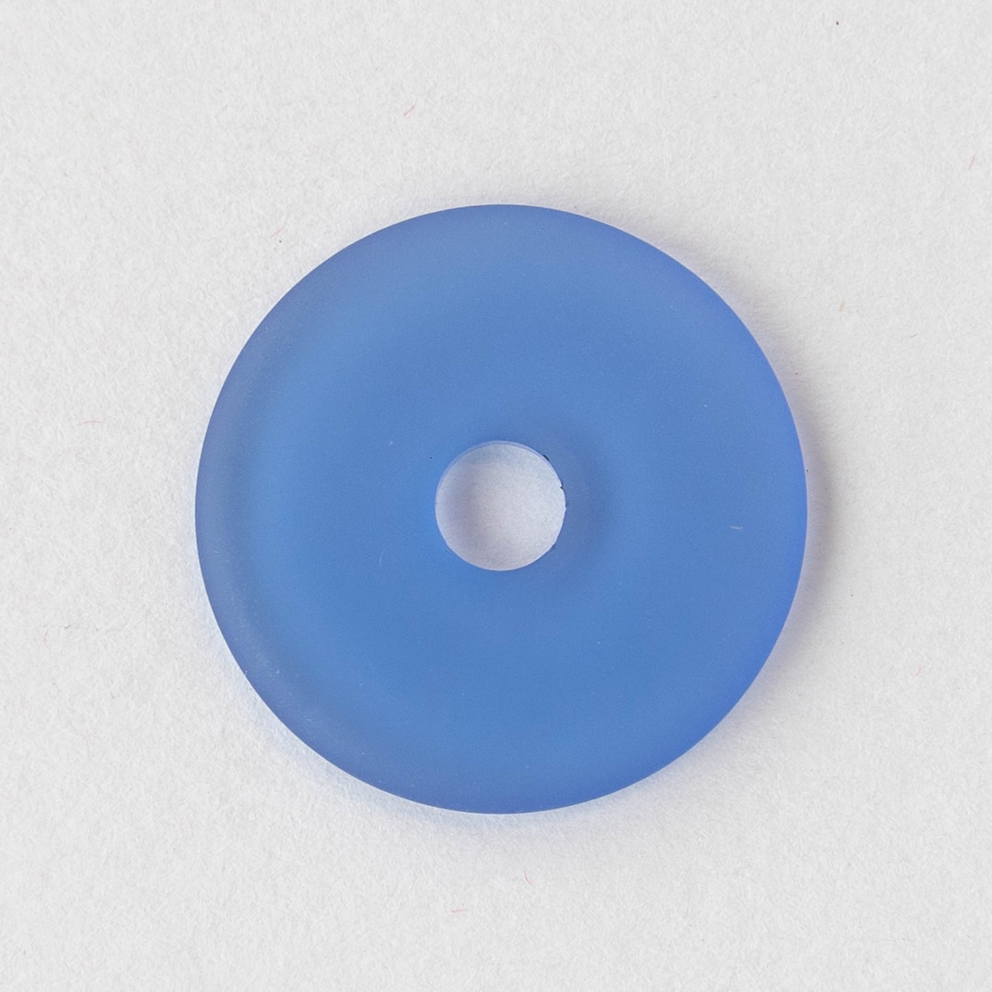 25mm Frosted Glass Donut - Sapphire Blue- 4 Beads