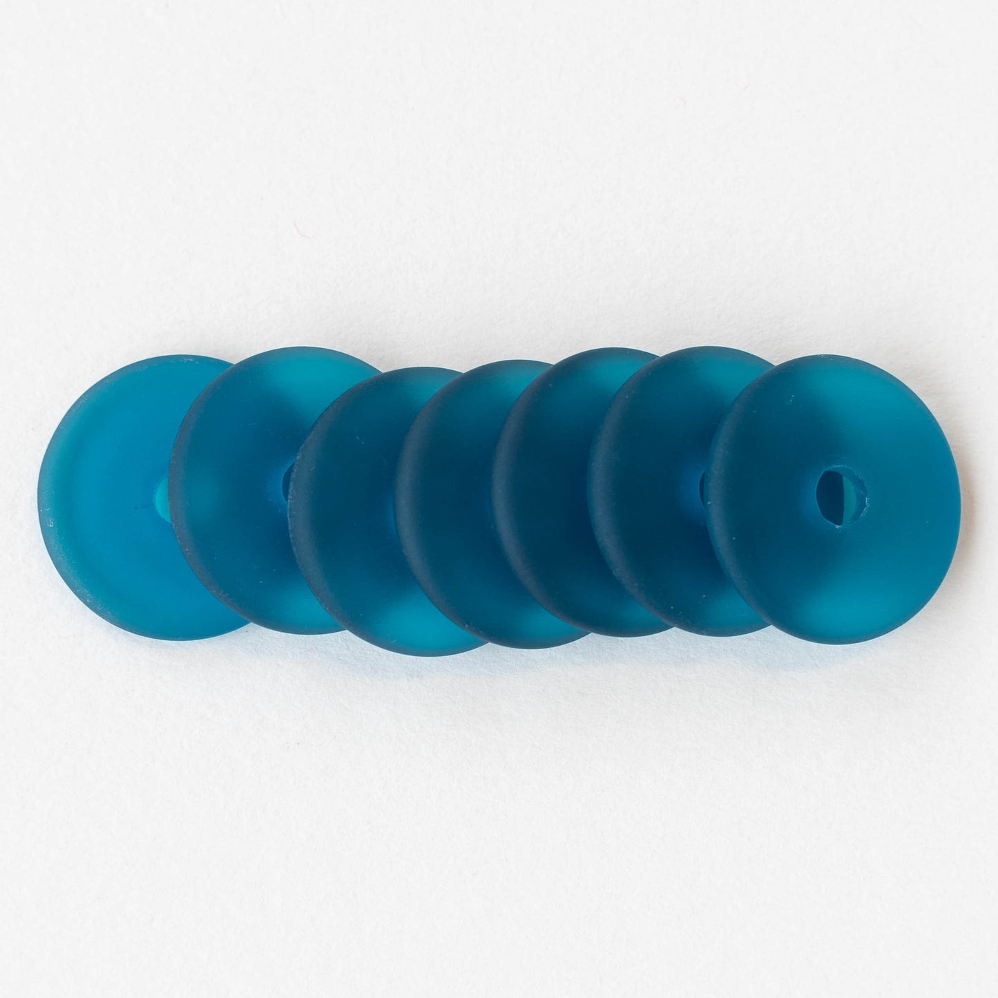 25mm Frosted Glass Donut - Teal - 4 Beads