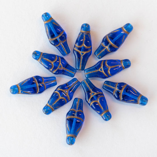 Glass Goddess Beads - Capri Blue with Gold Wash - 6