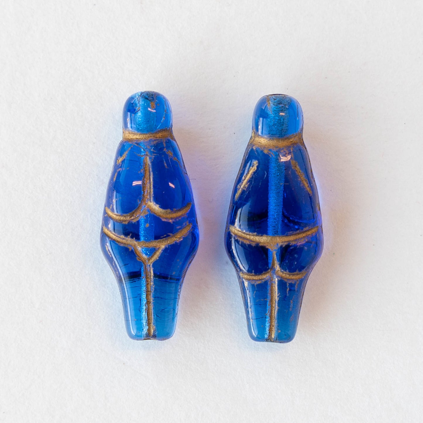 Glass Goddess Beads - Capri Blue with Gold Wash - 6