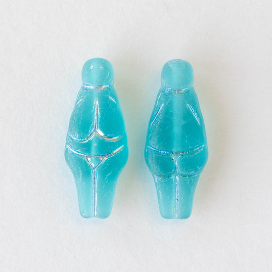 Glass Goddess Beads - Aqua Matte - 6