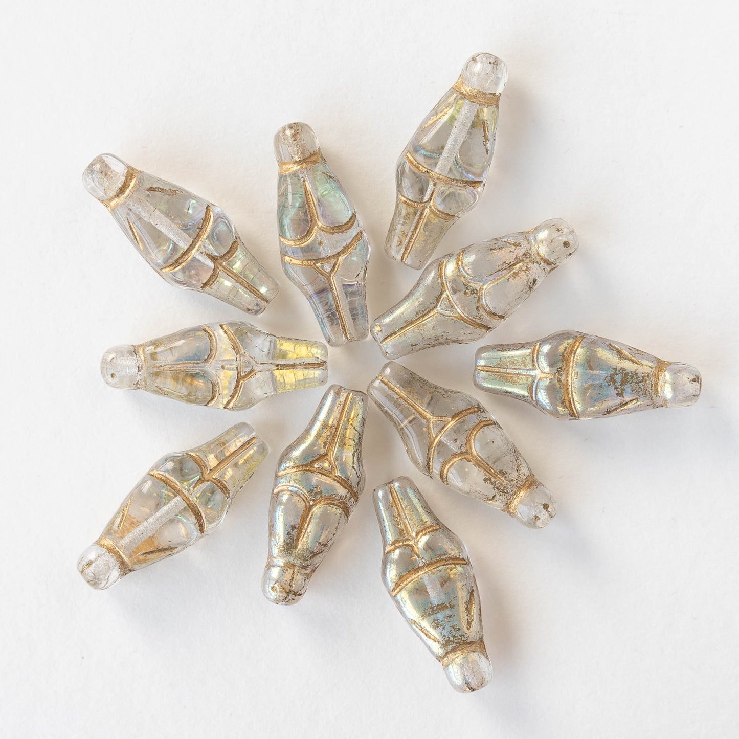 Glass Goddess Beads - Crystal AB with Gold Wash - 6