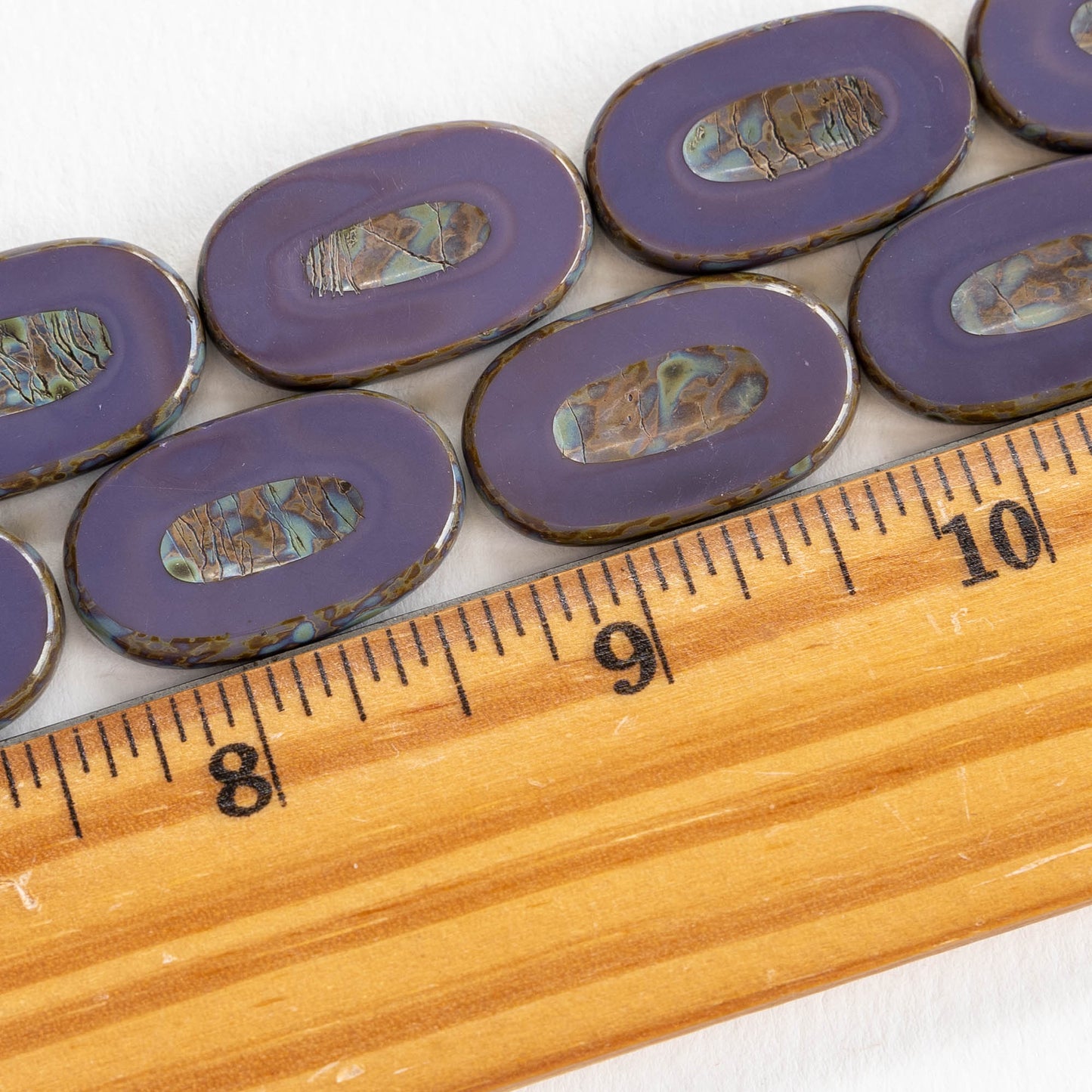 15x26mm Glass Oval Beads - Purple - 4 or 12