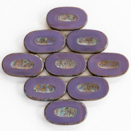 15x26mm Glass Oval Beads - Purple - 4 or 12