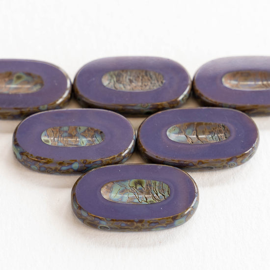 15x26mm Glass Oval Beads - Purple - 4 or 12