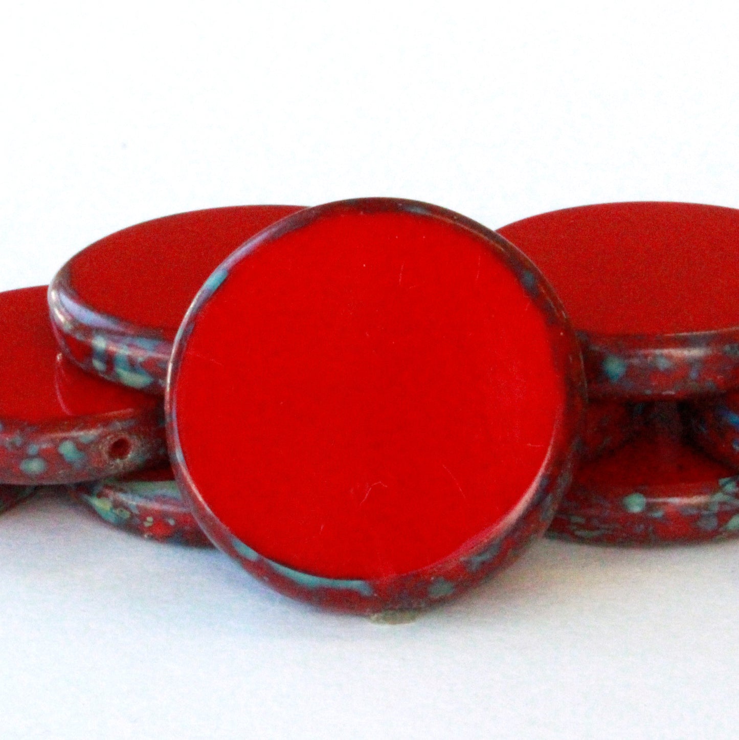 27mm Irregular Coin - Opaque Red Picasso - 2 or 6