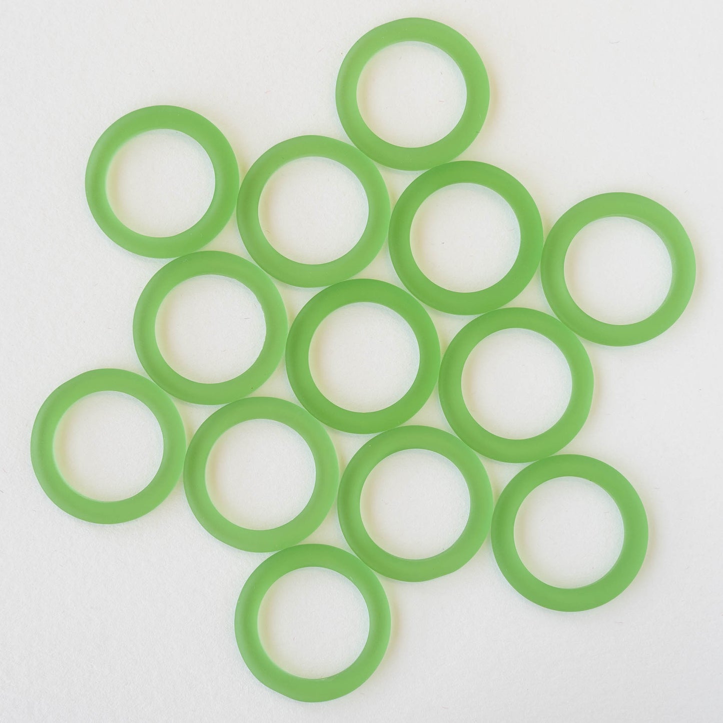 27mm Frosted Glass Rings - Green - 2 Rings