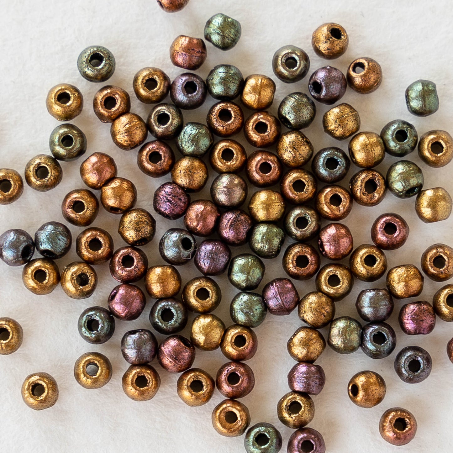 2mm Round Glass Beads - Metallic Bronze Iris - 100 Beads