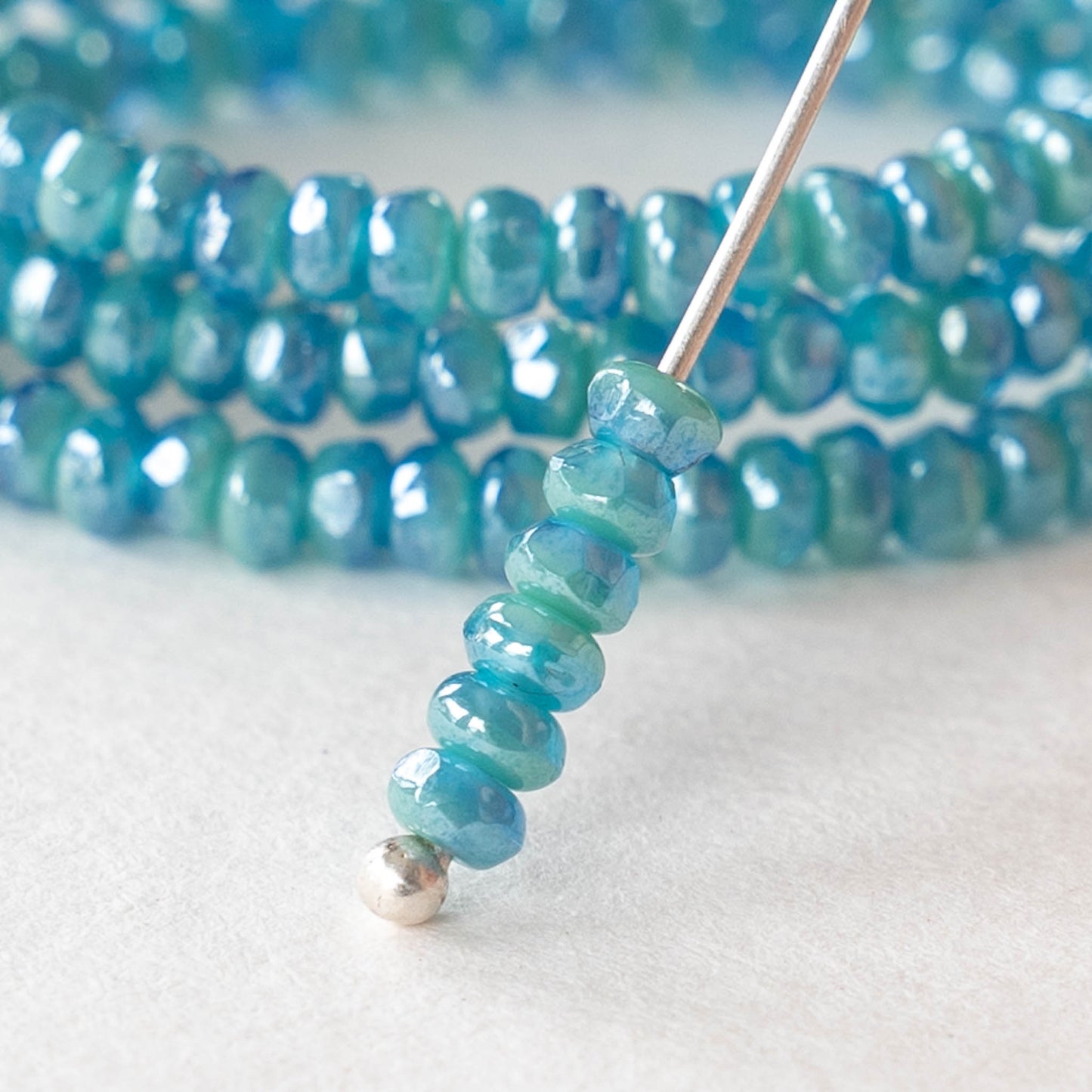 2x3mm Rondelle Beads - Light Blue Luster - 50 Beads