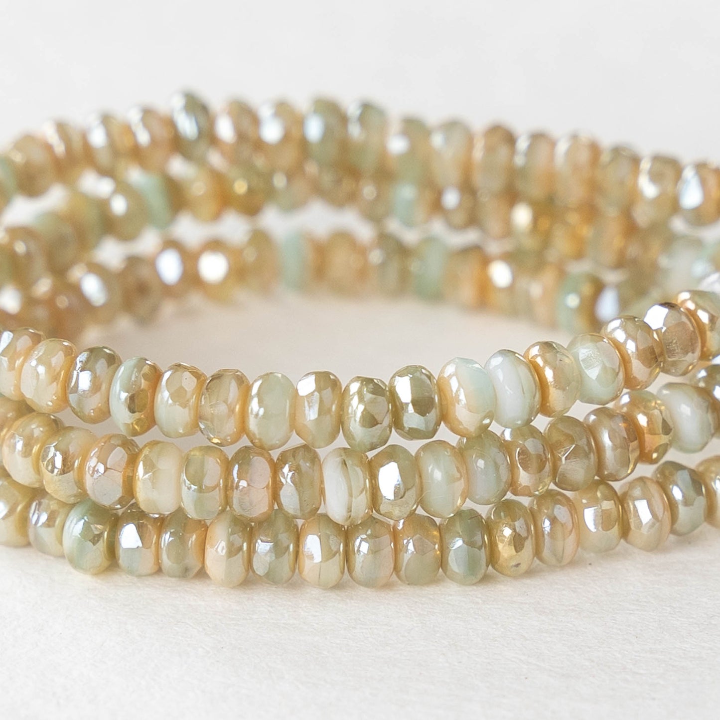 2x3mm Rondelle Beads - Seafoam and Ivory Opaline Mix with Celsian Finish - 50 Beads