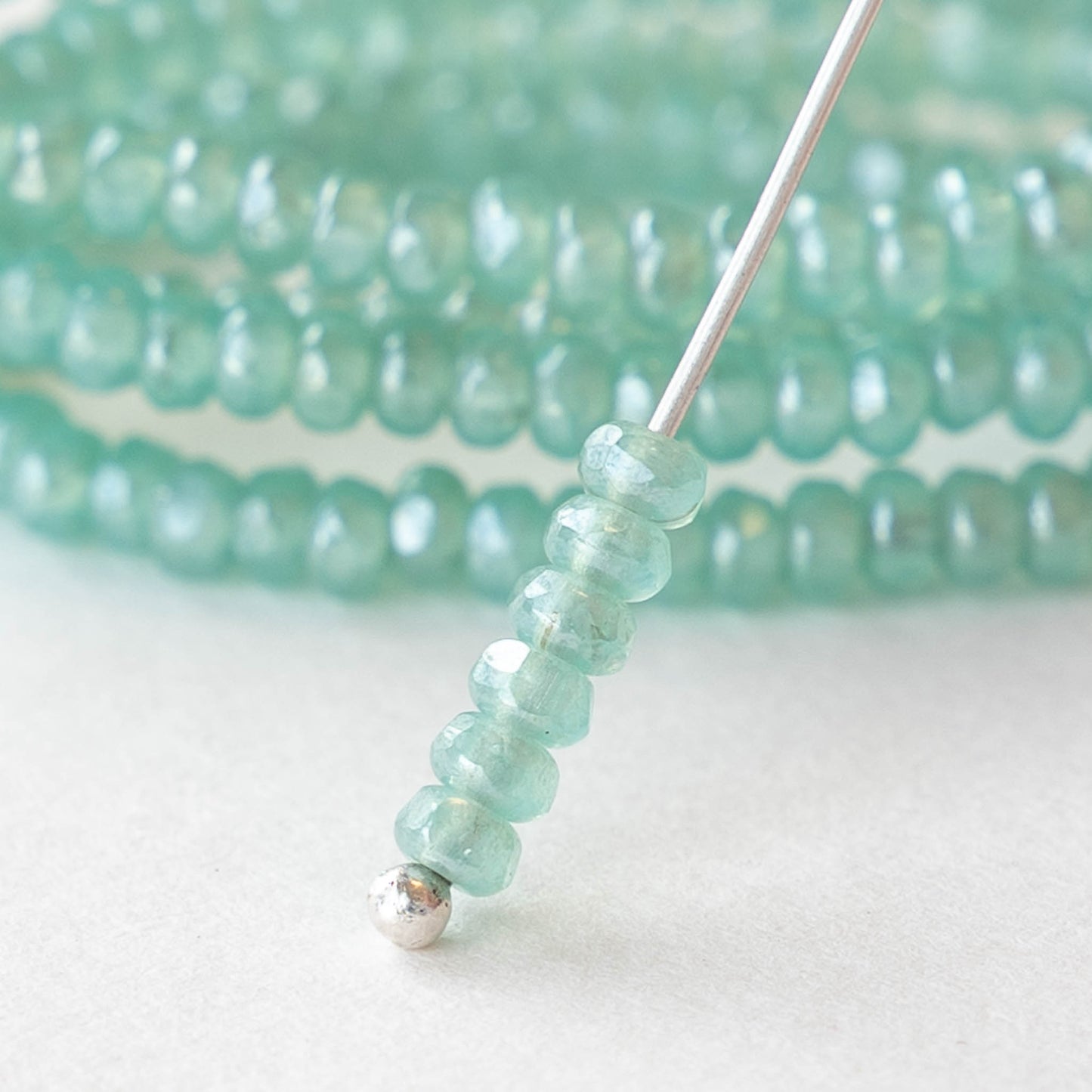 2x3mm Rondelle Beads - Seafoam Luster - 50 Beads