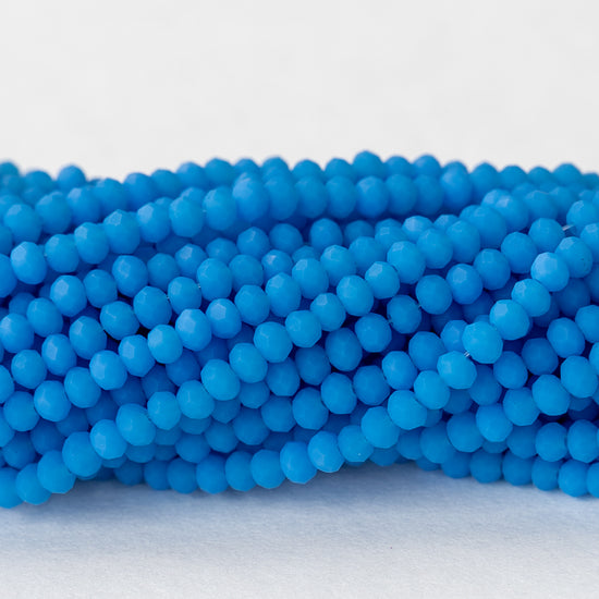 3x2mm Faceted Glass Rondelle Beads - Dark Sky Blue Matte - 16 Inches ~ 200 Beads