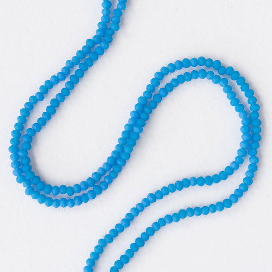 3x2mm Faceted Glass Rondelle Beads - Blue Matte - 16 Inches