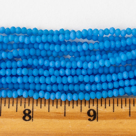 3x2mm Faceted Glass Rondelle Beads - Dark Sky Blue Matte - 16 Inches ~ 200 Beads
