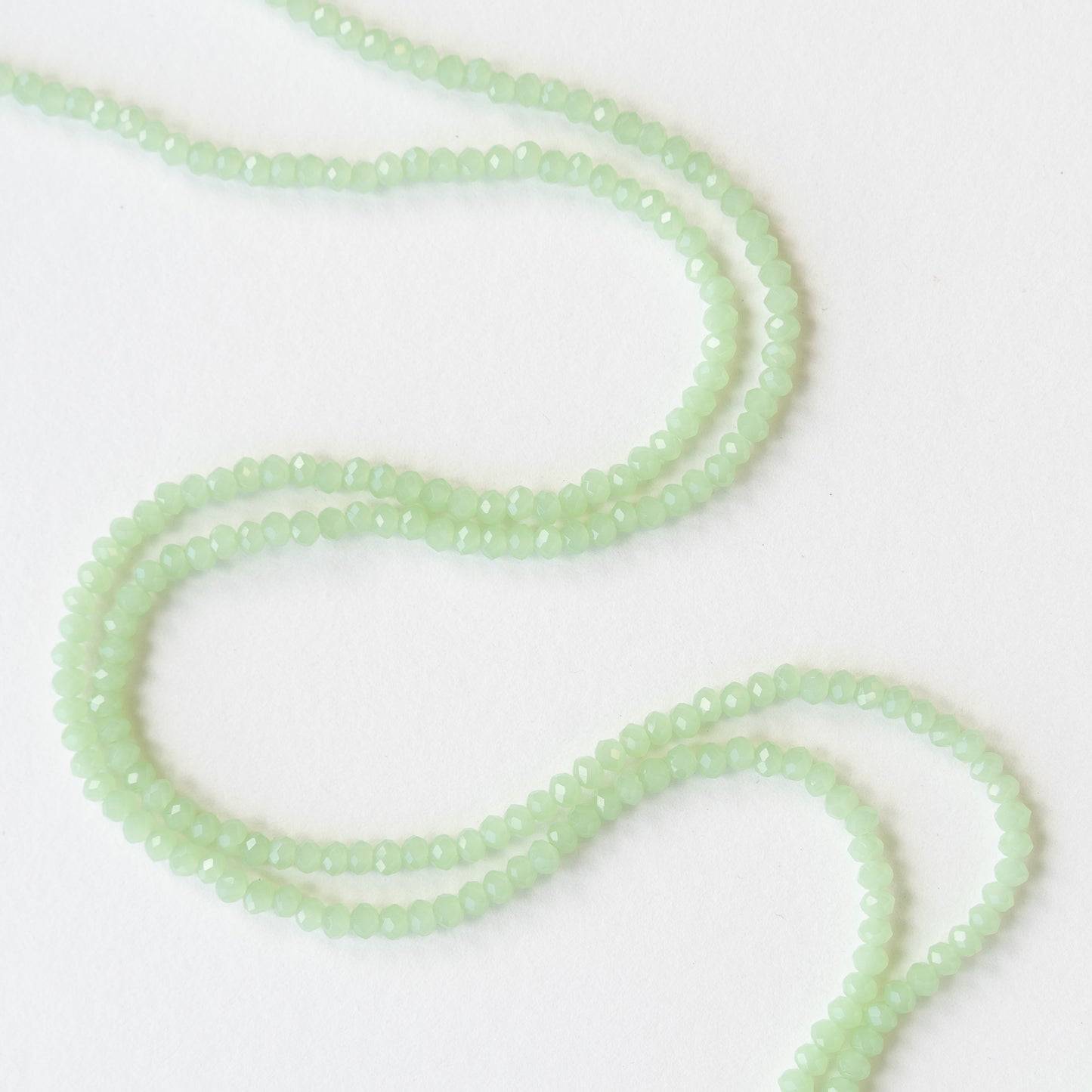 3x2mm Faceted Glass Rondelle Beads - Summery Light Green - 16 Inches ~ 200 Beads