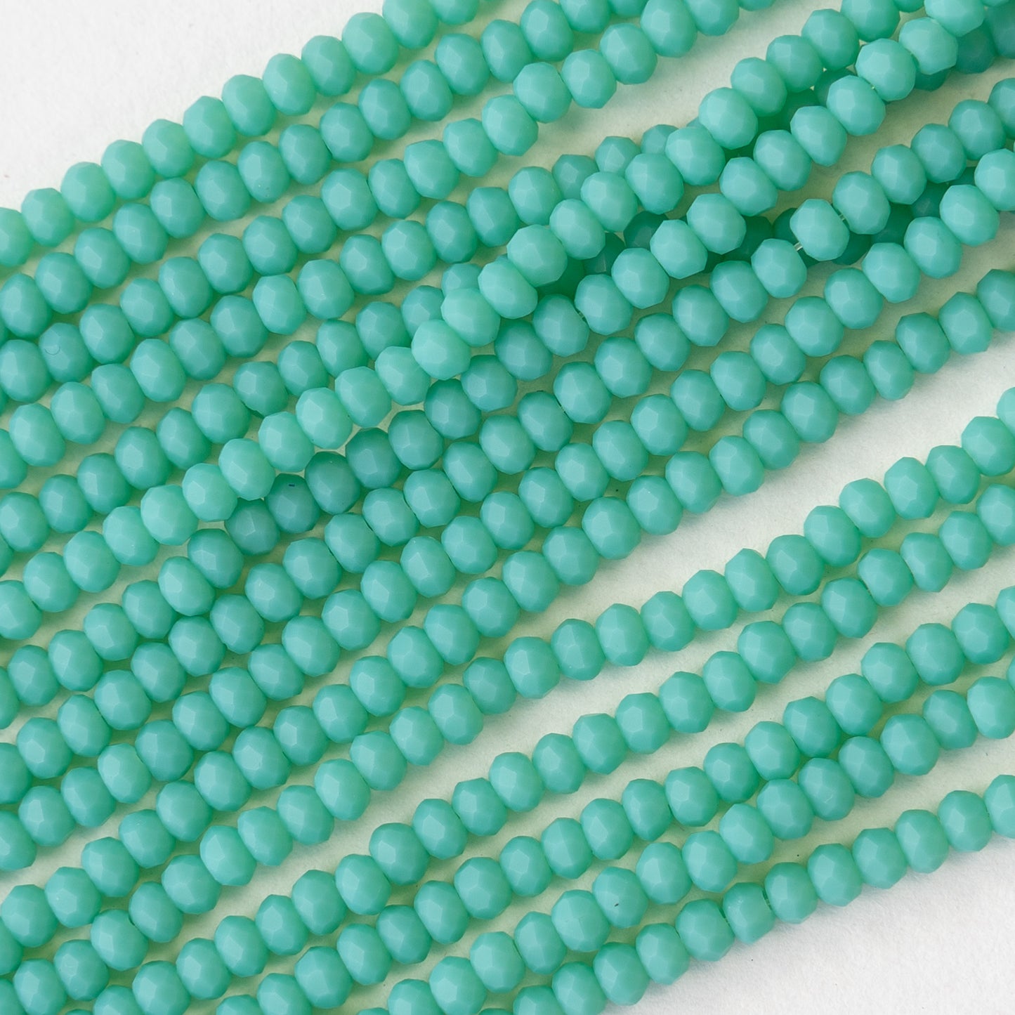 3x2mm Faceted Glass Rondelle Beads - Turquoise - 16 Inches ~ 200 Beads
