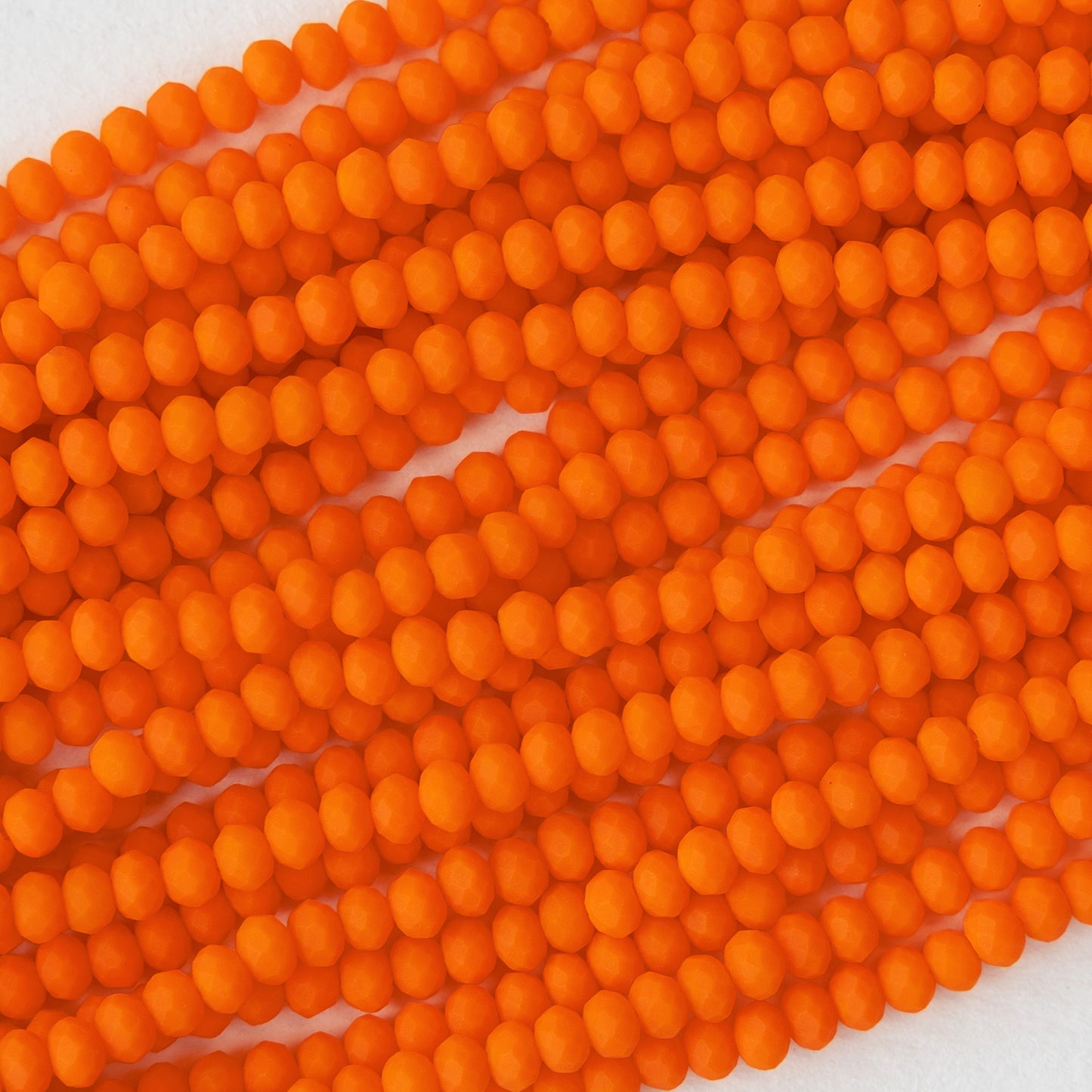 3x2mm Faceted Glass Rondelles - Tangerine ~ 200 Beads - 16 inches