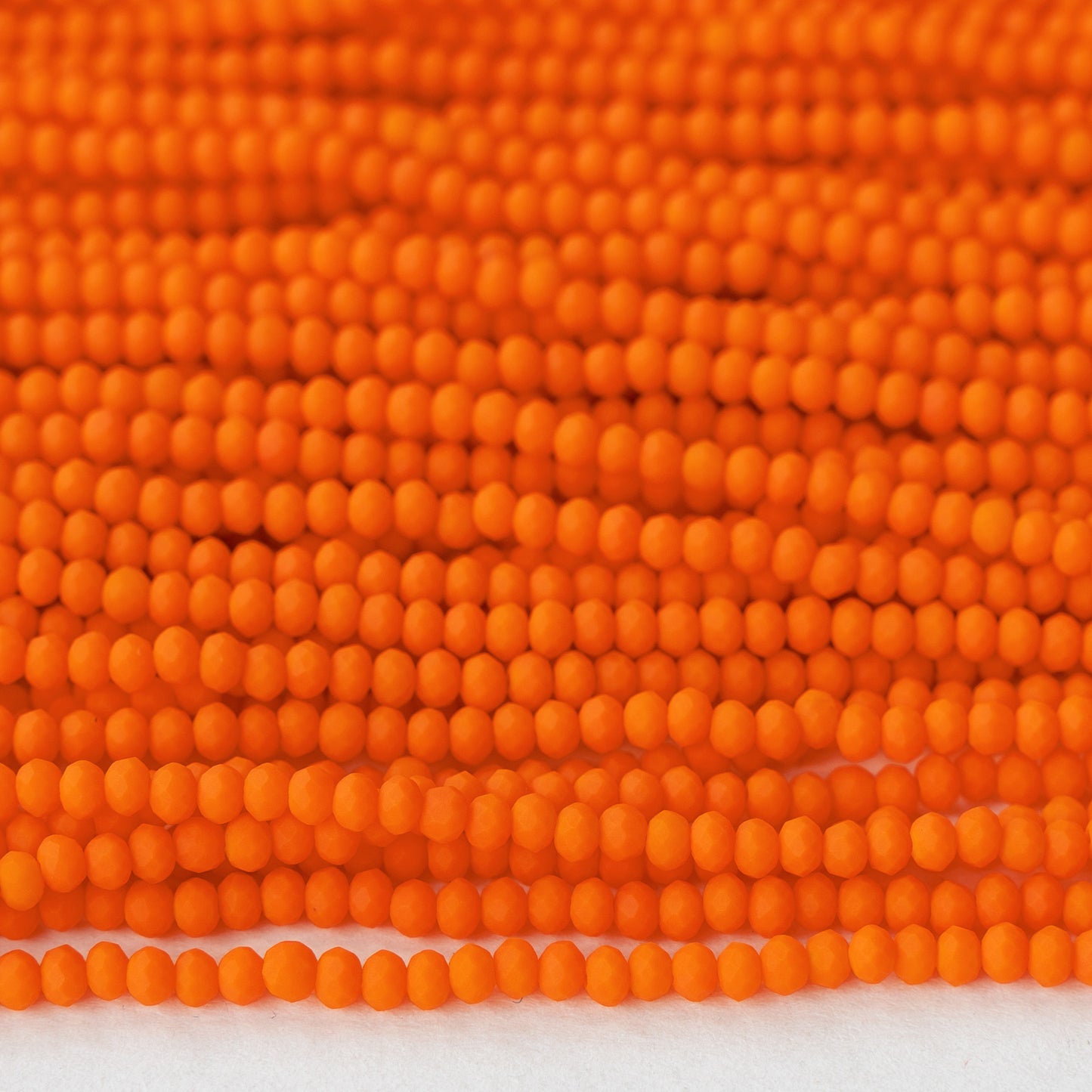 3x2mm Faceted Glass Rondelles - Tangerine ~ 200 Beads - 16 inches