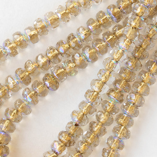 2x4mm Rondelles - Crystal AB with Gold Lining - 50