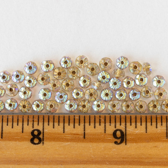 2x4mm Rondelles - Crystal AB with Gold Lining - 50