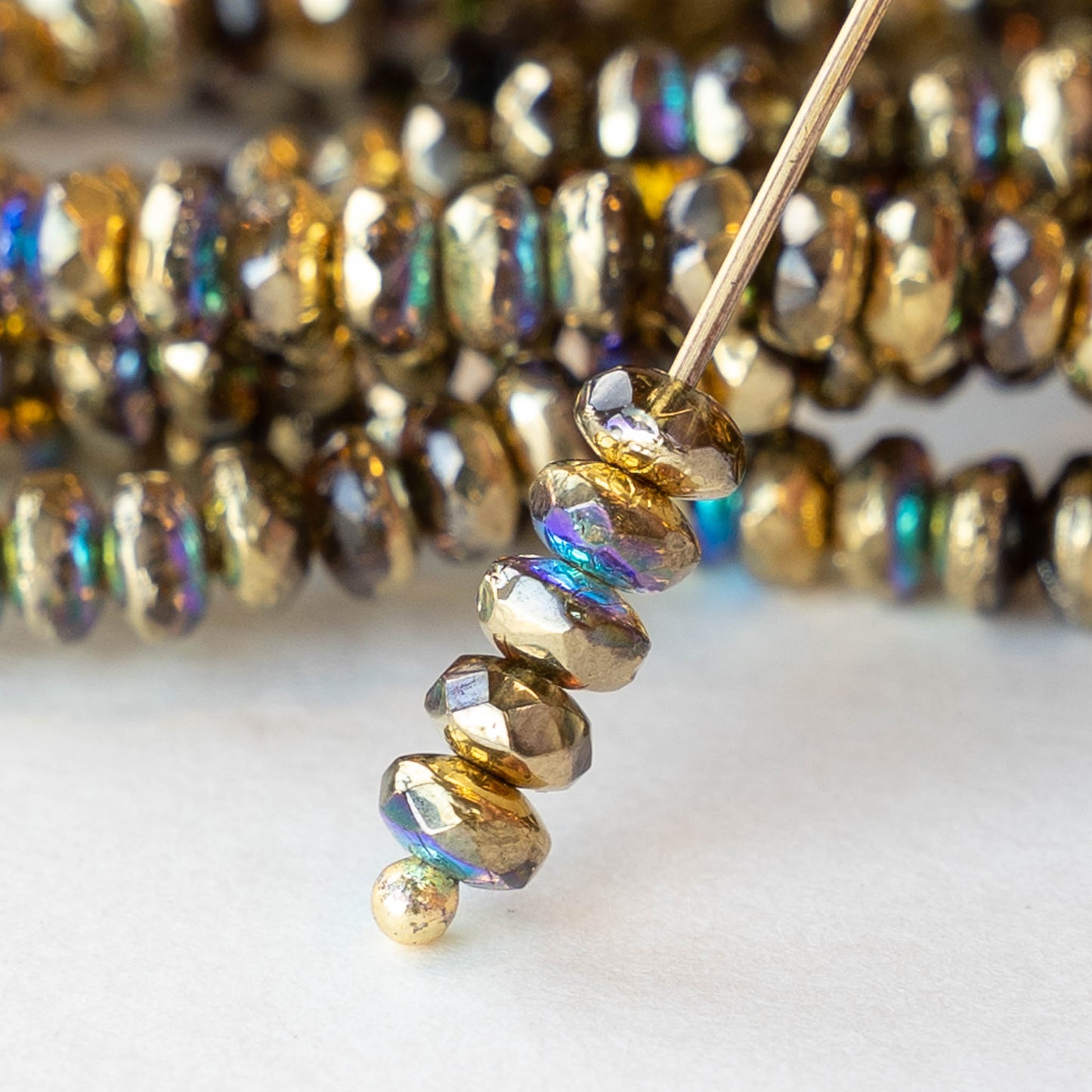 2x4mm Rondelles - Gold and Multi Color - 50
