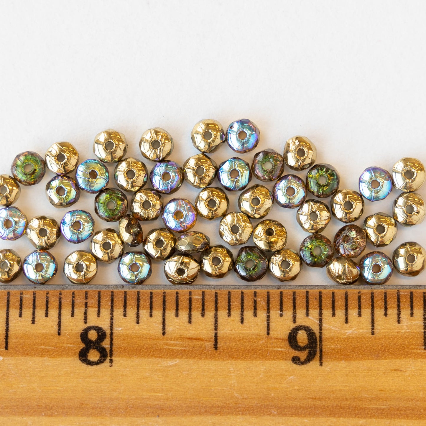 2x4mm Rondelles - Gold and Multi Color - 50
