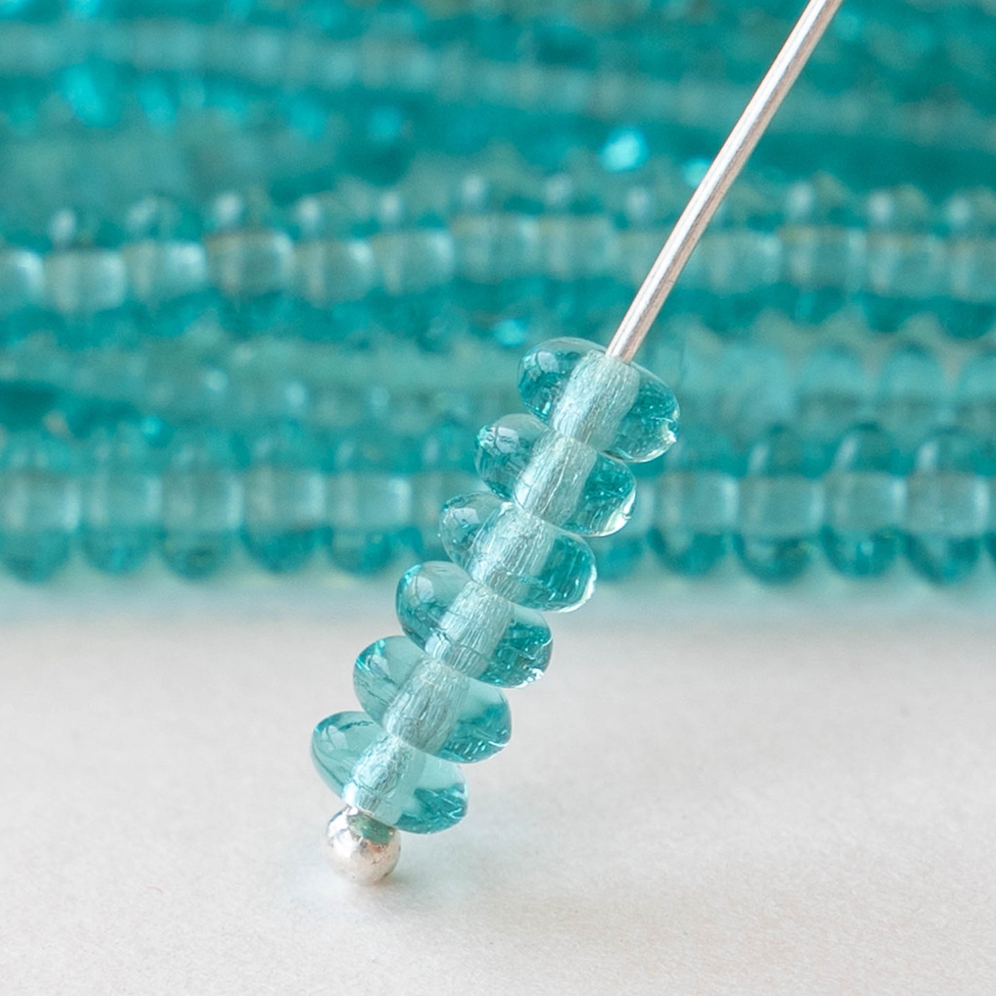 4mm Rondelle Beads - Seafoam - 100 beads