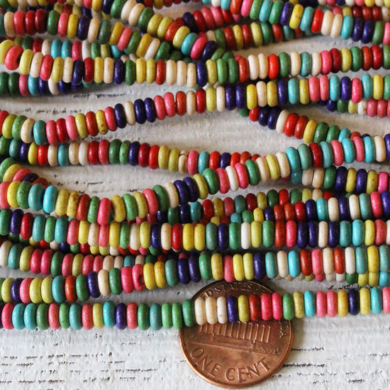 Load image into Gallery viewer, 2x4mm Rondelle Gemstone Beads - Magnasite - Mixed Colors - 16 Inches

