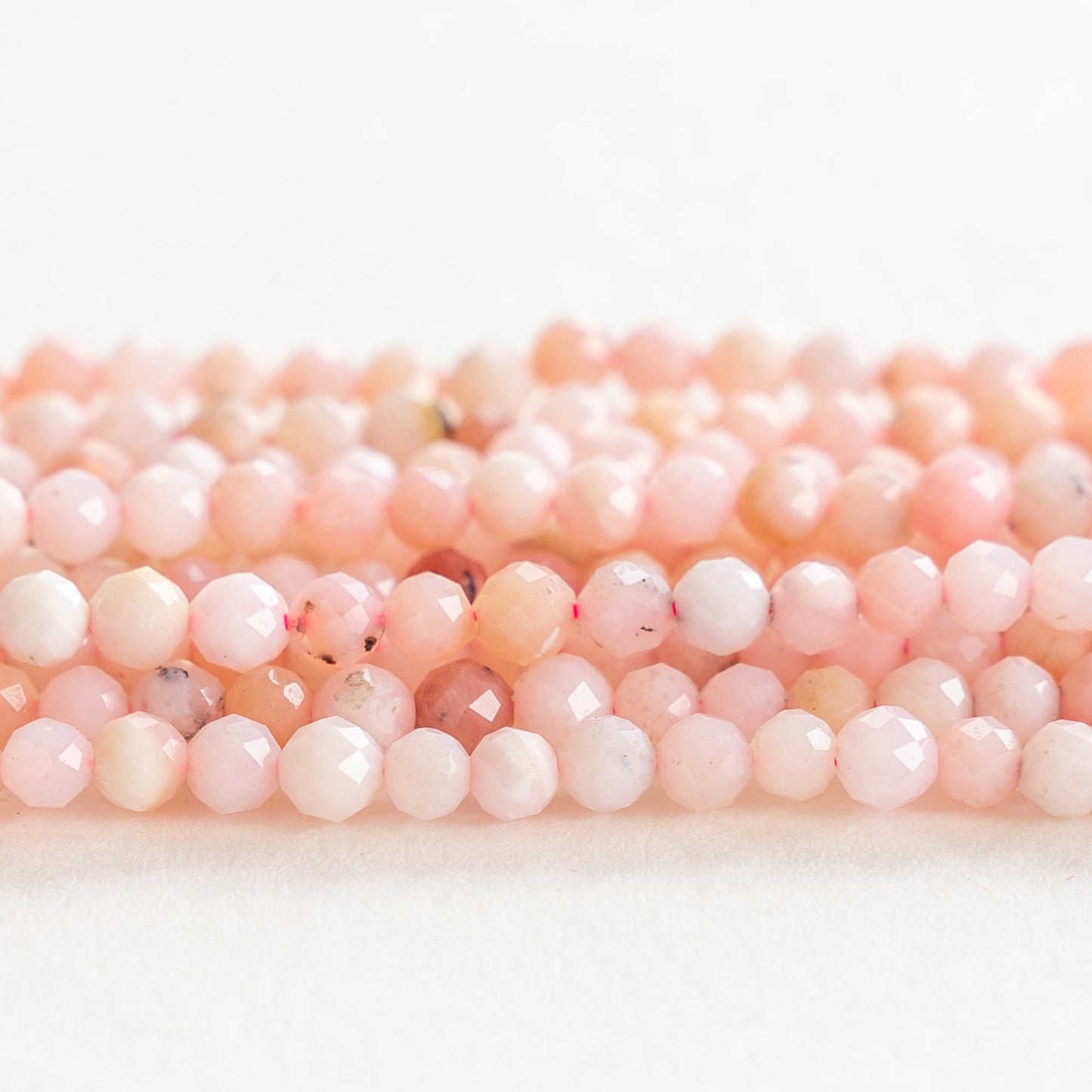 3.5mm Faceted Round Beads - Pink Opal - 16 Inches