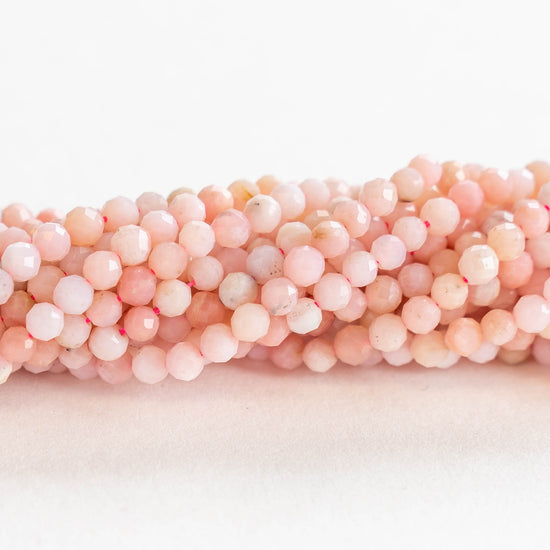 3.5mm Faceted Round Beads - Pink Opal - 16 Inches