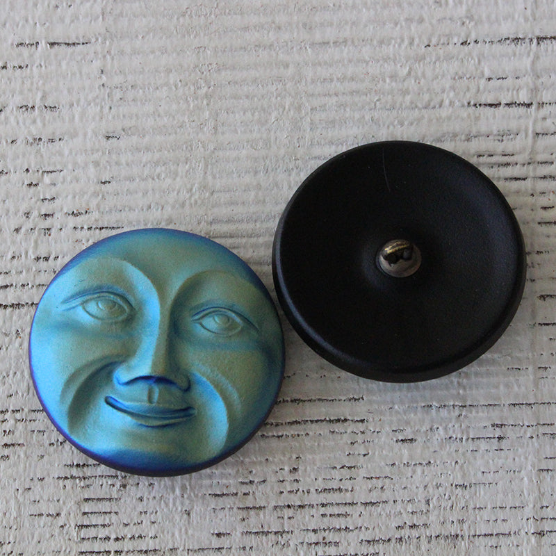 31mm Moon Face Buttons - Blue Green Matte - 1 Button