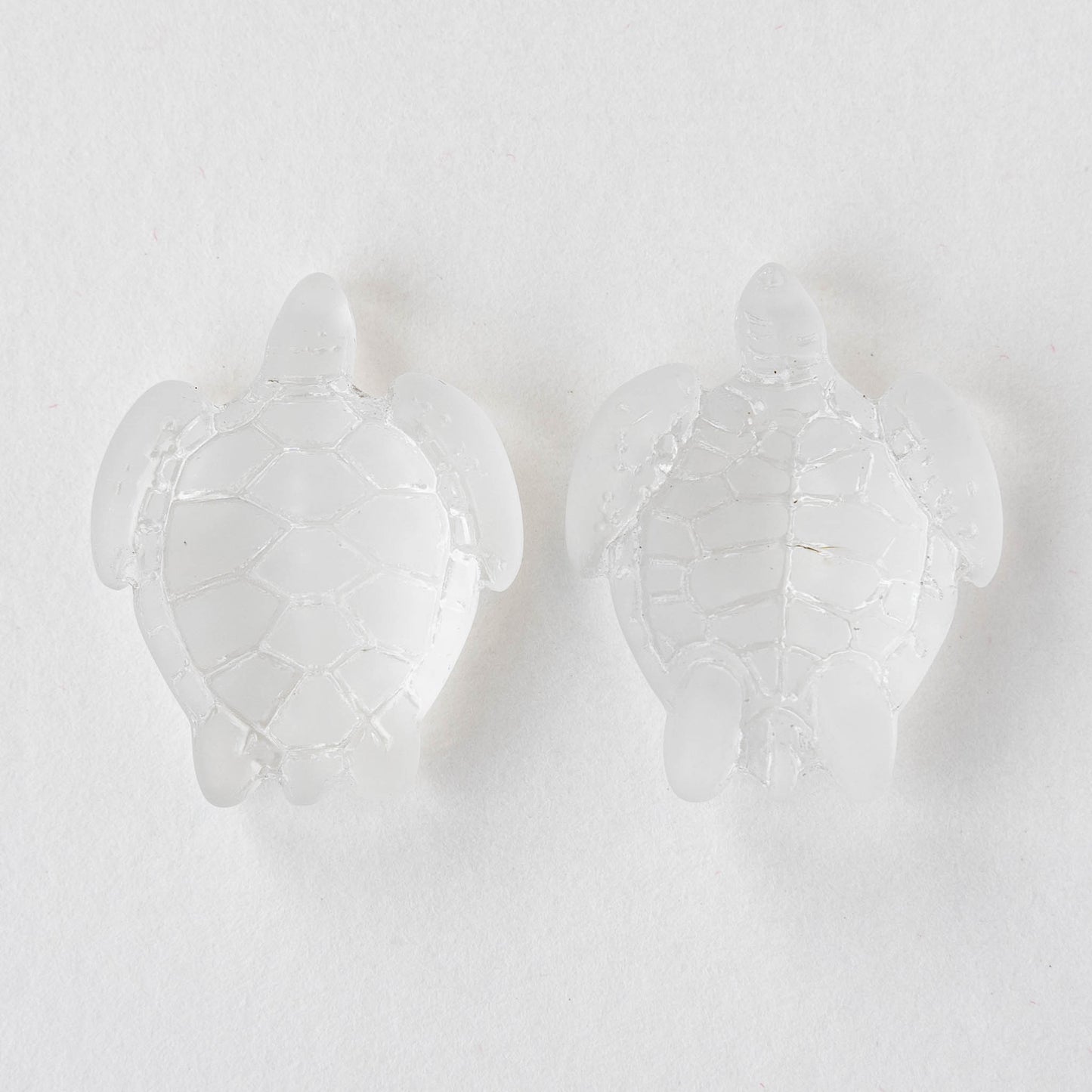 Large Frosted Glass Turtle Pendants - Crystal Matte - 2 Beads