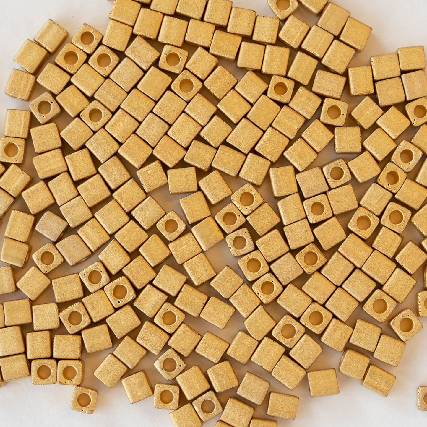 4mm Miyuki Cube Beads - 24K Gold Matte Beads - 50 cubes