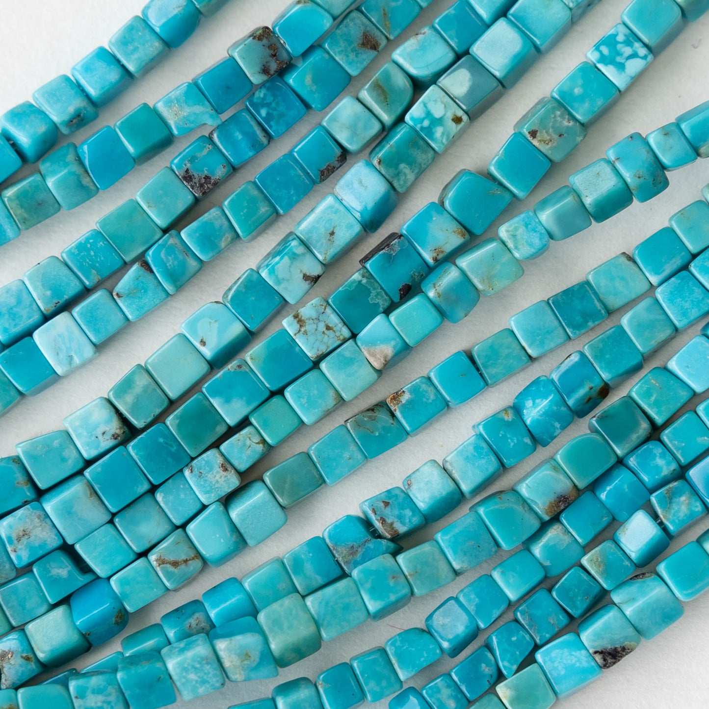 3mm Cube Beads - Turquoise - 16 inches