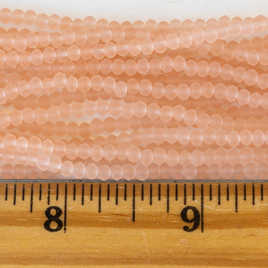 3mm Faceted Crystal Glass Rondelles - Peach Matte - 16 inches
