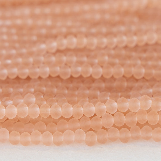 3mm Faceted Crystal Glass Rondelles - Peach Matte - 16 inches