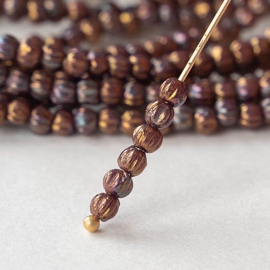 Load image into Gallery viewer, 3mm Melon Beads - Oxidized Bronze Berry - 100 Beads
