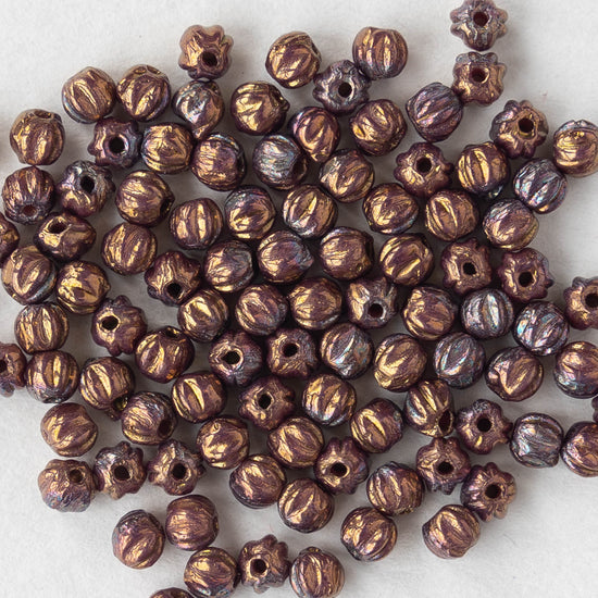 Load image into Gallery viewer, 3mm Melon Beads - Oxidized Bronze Berry - 100 Beads
