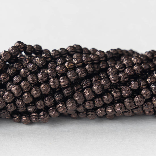 3mm Glass Melon Beads - Dark Bronze- 100 Beads