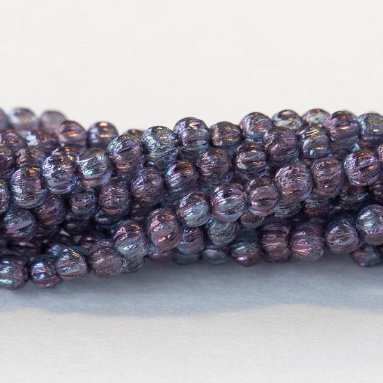 3mm Melon Beads - Denim Blue Luster - 100 Beads