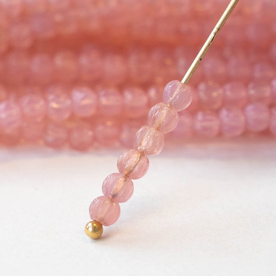3mm Melon Beads - Pink Opaline - 100 Beads