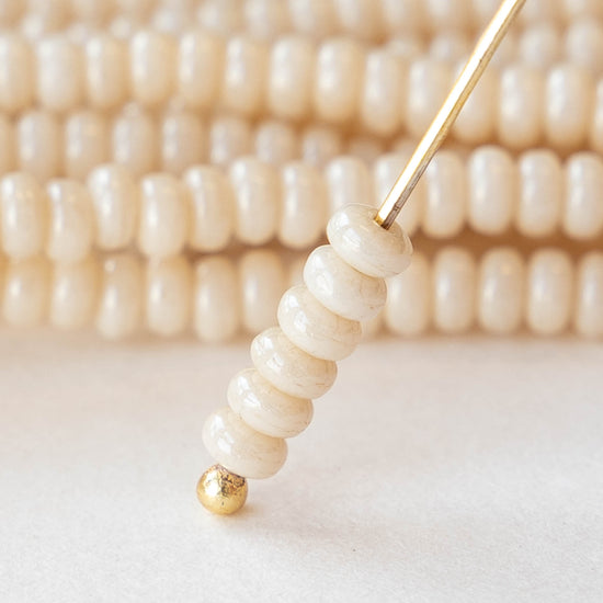 3mm Rondelle Beads - Ivory Luster - 100 Beads
