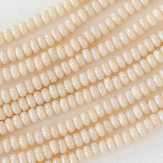 3mm Rondelle Beads - Ivory Luster - 100 Beads