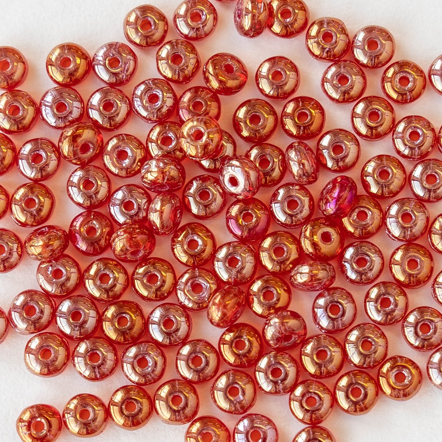 3mm Rondelle Beads - Ruby Iris Luster - 100 Beads