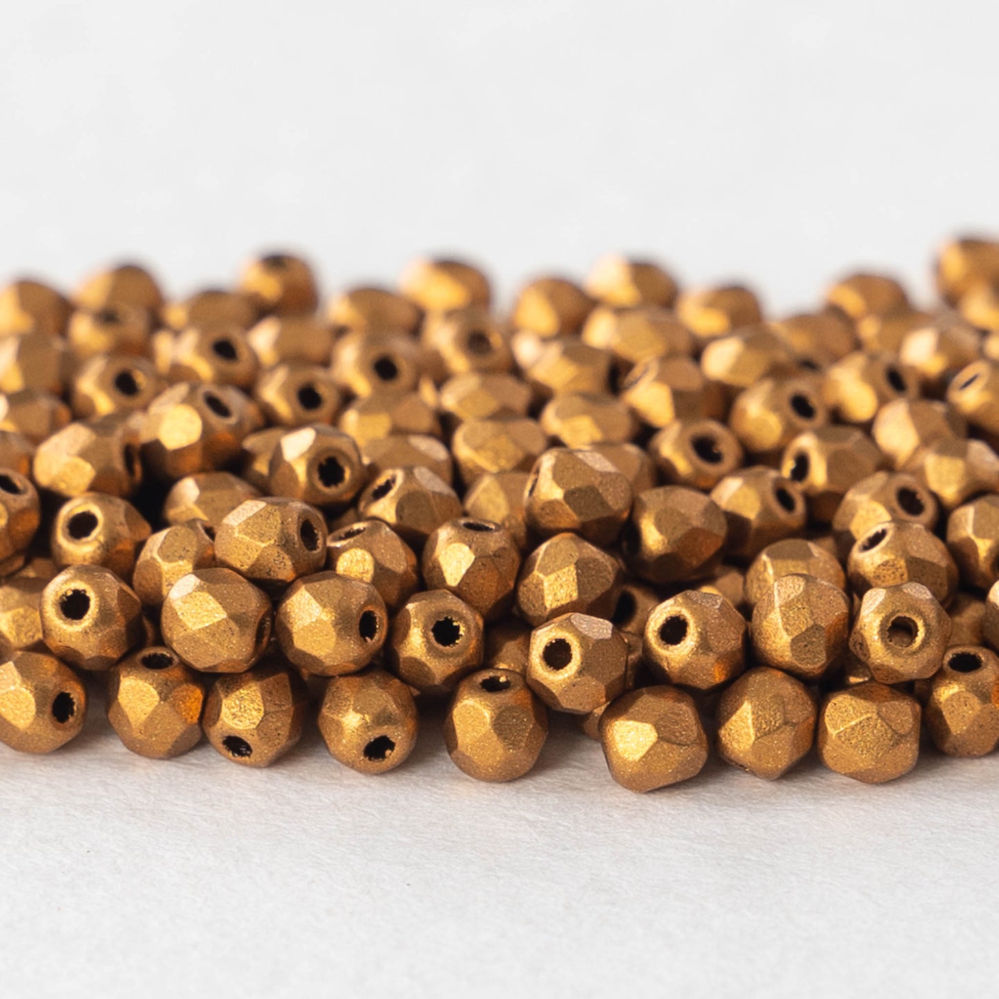 3mm Round Firepolished Beads - Antique Gold Matte - 5 Grams